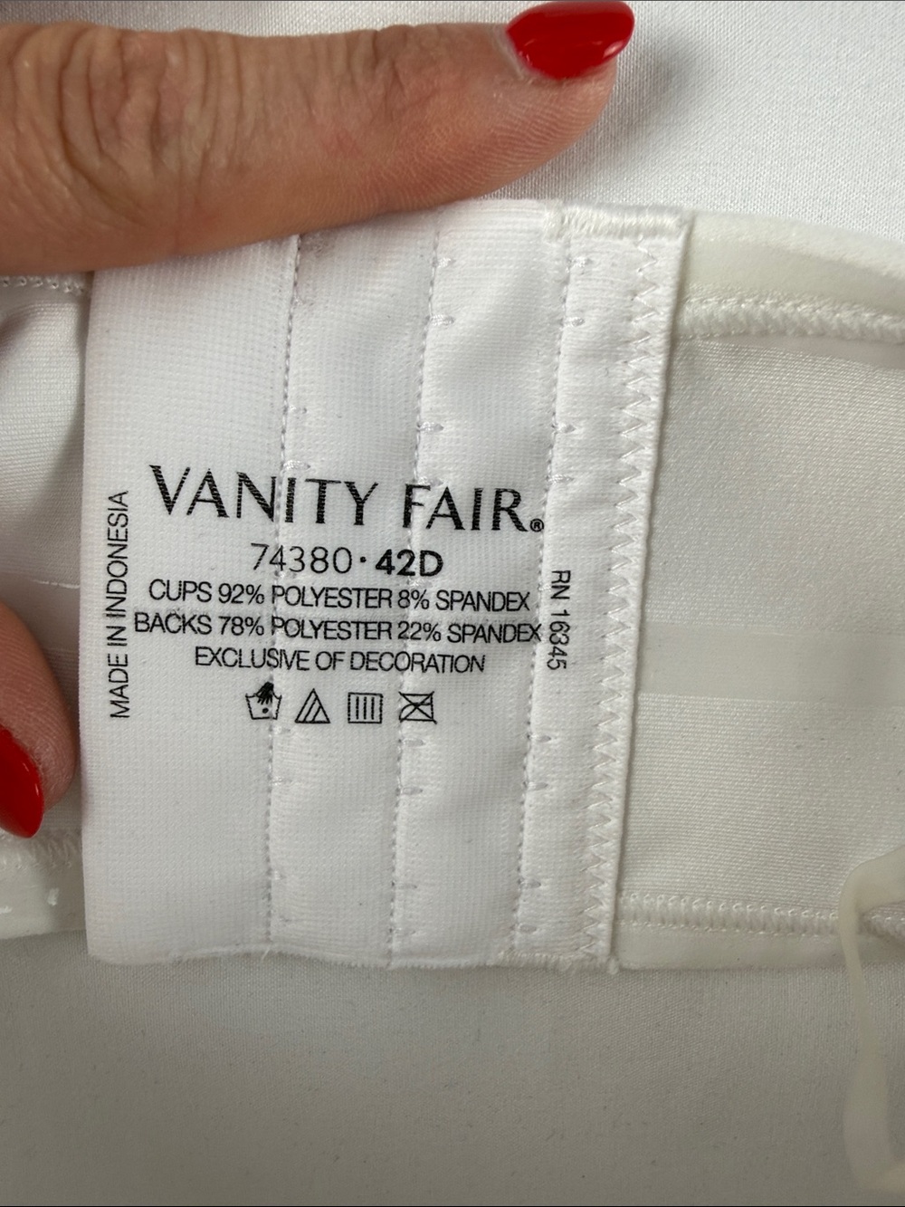 Vanity Fair Strapless Underwire Bra White Women's 42D NWT Convertible - Picture 6 of 6